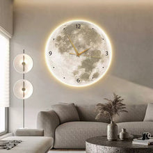 Moon Clock Living Room Clock Decorative Painting Silent Wind Wall Lamp