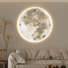 Moon Clock Living Room Clock Decorative Painting Silent Wind Wall Lamp