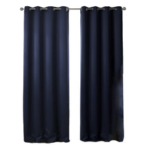 Dark Blue Bedroom Blackout Fabric Printed Curtains