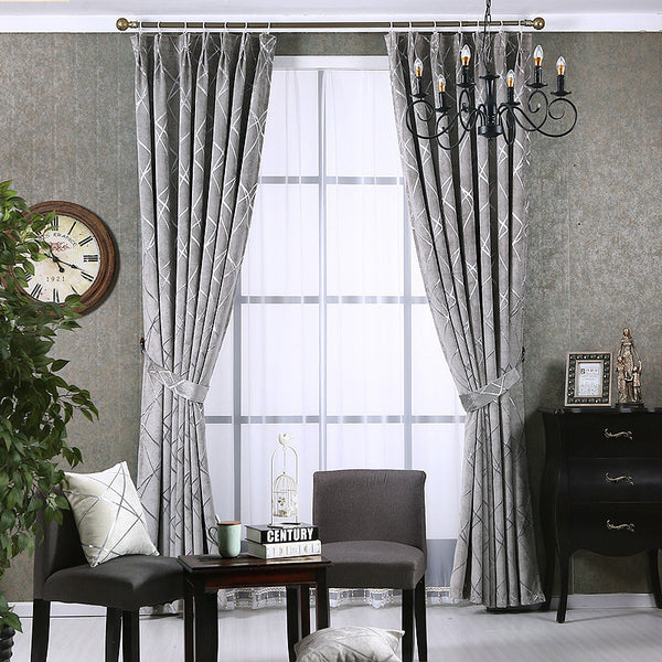 Solid Color Simple Modern Light Luxury Living Room Chenille Blackout Curtains